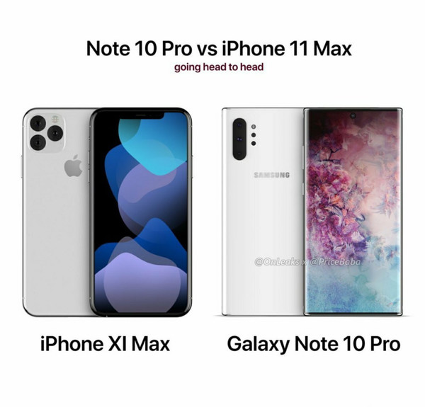 iPhone XI Max外觀比照三星Note10 Pro（圖源推特）