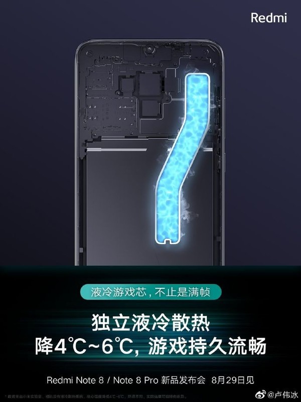 紅米Note 8 Pro選用獨(dú)立液冷散熱體系