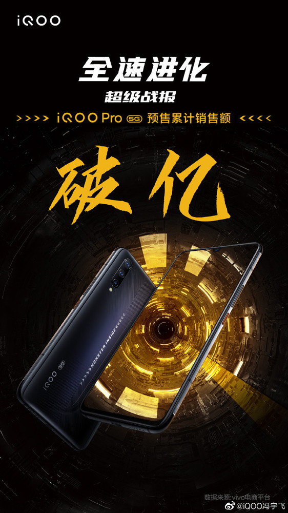 iQOO&nbsp;Pro 5G預售累計銷售額破億