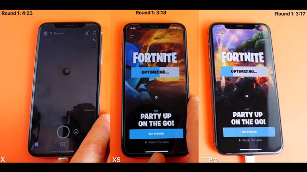 iPhone X/XS/11 Pro運轉速度比照